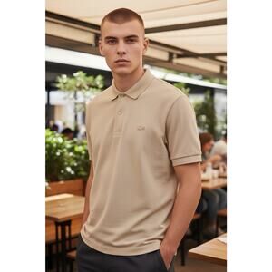 Lacoste Mens Tan Regular Fit Short Sleeve Polo Shirt Size M, 4